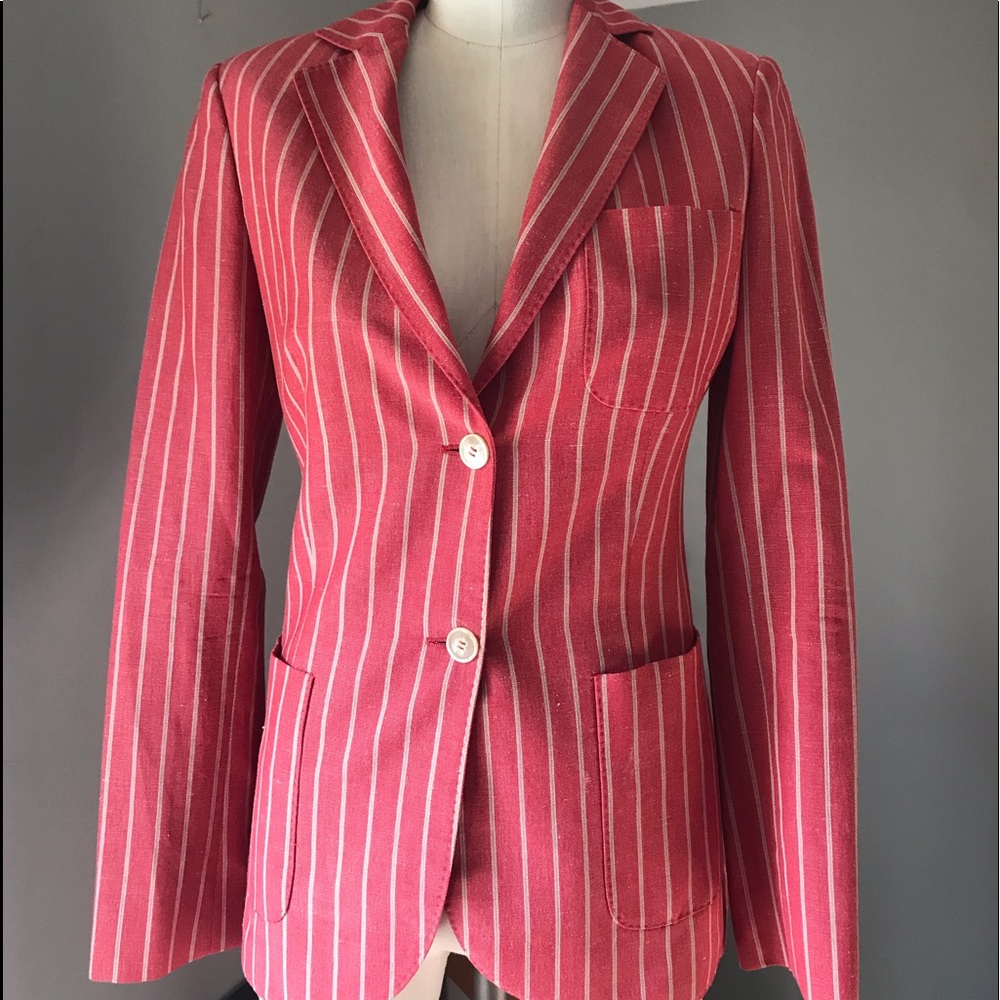 LORO PIANA Stripped Red Beige Jacket Sz 38/XS